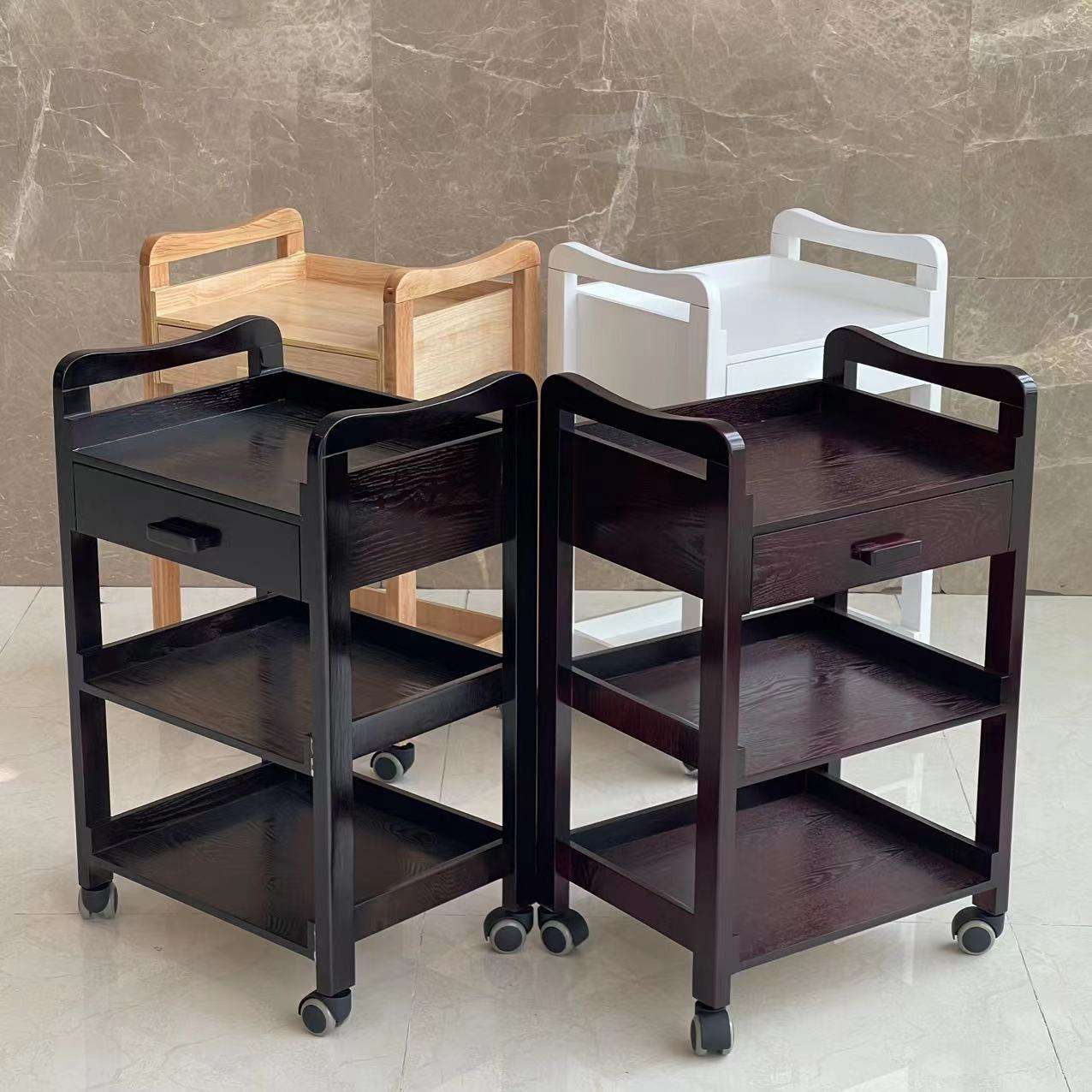 Xe Đẩy Gỗ 3 Tầng Có Ngăn Kéo BICO [ Nhiều Màu]